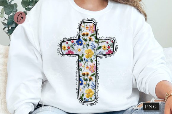 Floral Embroidered John 3 16 PNG and T-Shirt Designs